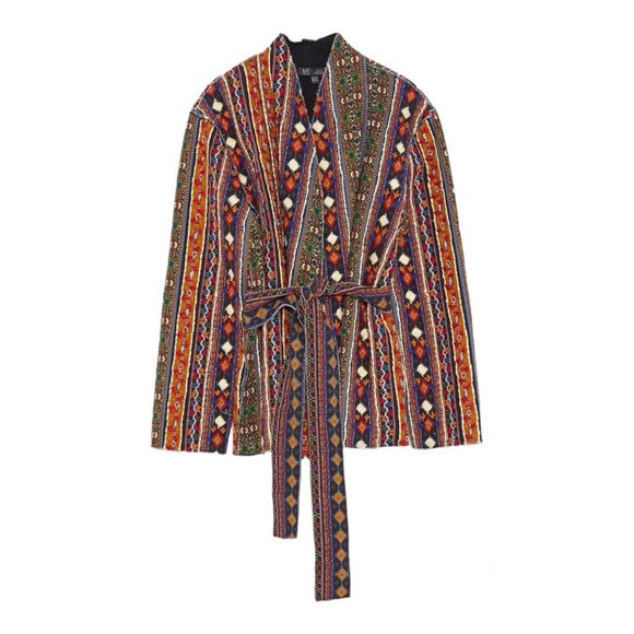 Zara Colourful Embroidered Jacket with Belt Size Small / Medium Boho - Picture 12 of 12